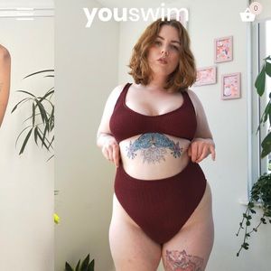 NWT Youswim Eva High Waisted Two Piece in Garnet